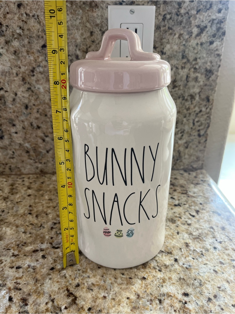 Rae Dunn 'Bunny Snacks' Canister with Pink Lid Easter